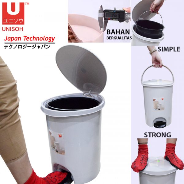 UNISOH Trash Can Step On 10 Liter Round Trash Can