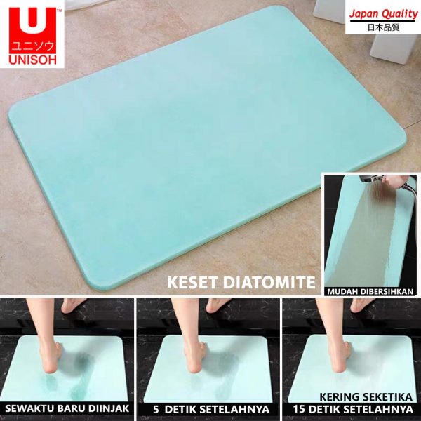 UNISOH Diatomite Doormat, Anti Odor, Anti Slip, Quick Dry