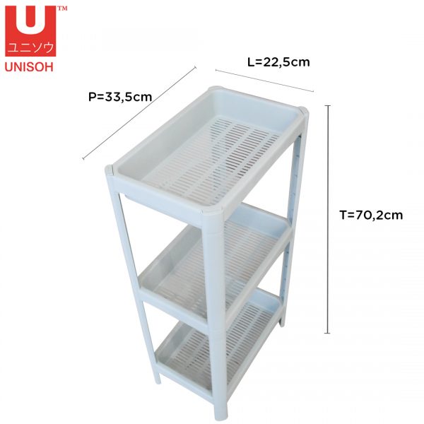 UNISOH, Multipurpose Plastic rack, 3 Stacks