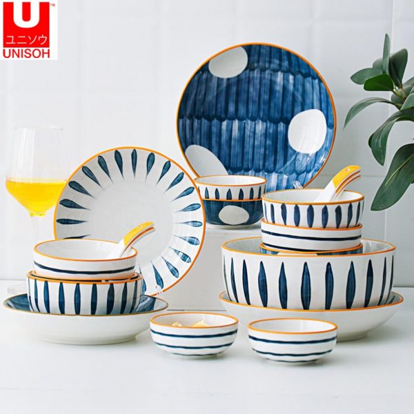 UNISOH 31Pcs Ceramic Dinnerware Tableware Set Plate Bowl Set