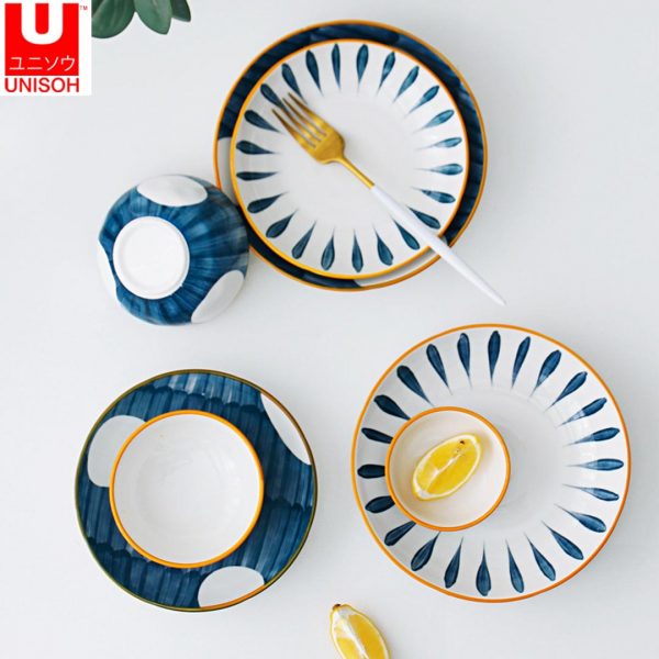 UNISOH 31Pcs Ceramic Dinnerware Tableware Set Plate Bowl Set