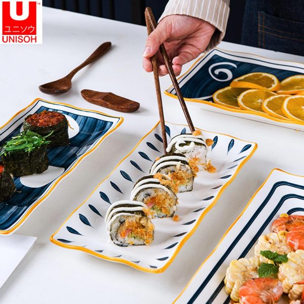 Japanese Style Ceramic Plate Sushi Plate Long Plate Dumpling Plat