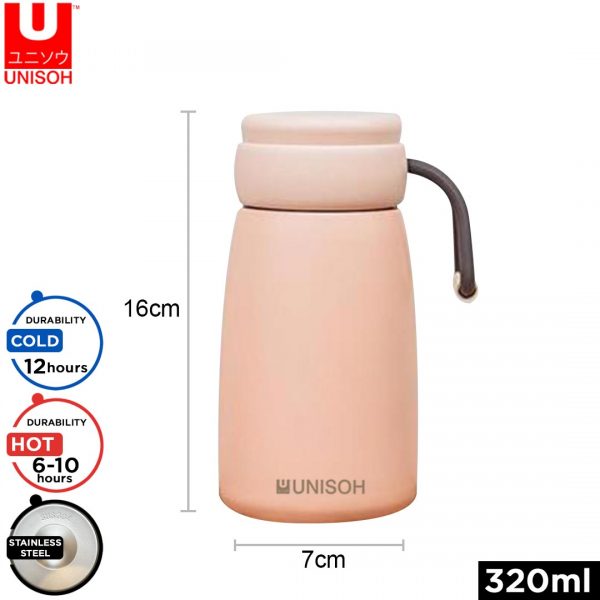 UNISOH Insulated Tumbler Thermos Vacuum Flask Stainless Steel 320ml